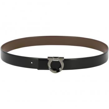 Ferragamo Men's Reversible Gancini Belt in Black and Brown | Size 110 CM | Calfskin with Metal Buckle