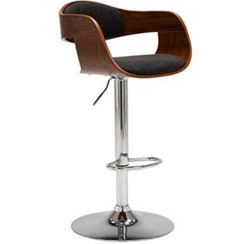 Gray Bent Wood and Fabric Bar Stool