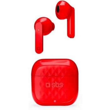 SBS TEEARAIRFREETWSBTR Auriculares Inalámbricos Binaurales con Base de Carga Compacta 250 mAh USB-C Rojos
