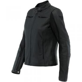 Chaqueta de Moto Dainese Razon 2 Lady - Diseño Elegante, Chaqueta de cuero para motocicleta para damas, color negro, talla 52 EUR