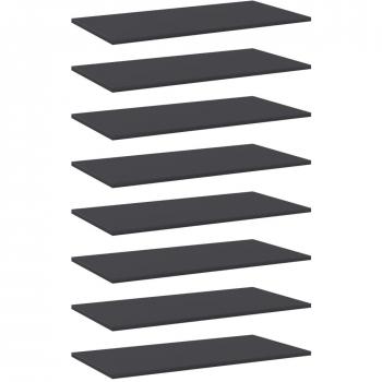 vidaXL Engineered Wood Bookshelf Boards Set of 8 - Grey, 80x40x1.5 cm (31.5x15.7x0.6)