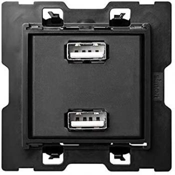 Cargador USB doble 2.1A 5V/DC Tipo A, serie 100, 2,5 x 7,5 x 7,5 centímetros, color negro