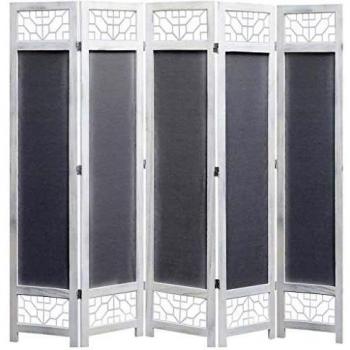 vidaXL 5 Paneles, Gris, 175 x 165 cm, Tela