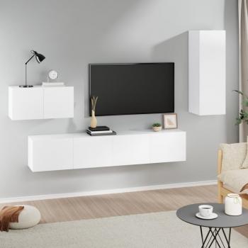 Set de Muebles para TV 4 Piezas en Madera Contrachapada Blanca