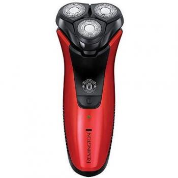 Remington Power Series Aqua Plus PR1355 - Afeitadora eléctrica rotativa edición Manchester United, cortadores Acero de precisión, Uso seco y Mojado, Toalla incluida, Negro y Rojo