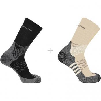 Calcetines Salomon X Ultra Access Crew 2-Pack Negro Beige, tipo montaña, talla M