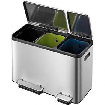EKO EcoCasa Pedal Papelera 3x15 L Plata Mate