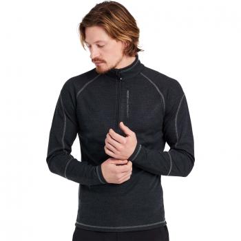 Camiseta de manga larga masculina Protest LOUISIANA 1/4 zip top (True Black) con media cremallera, tejido elástico, color negro verdadero