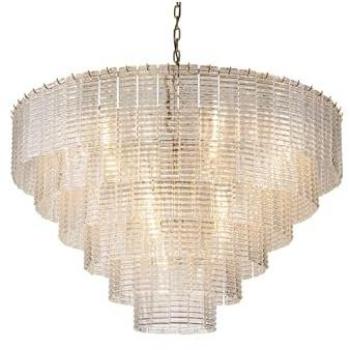 Lámpara de Techo de Cristal y Metal Dorado 102x102x64 cm
