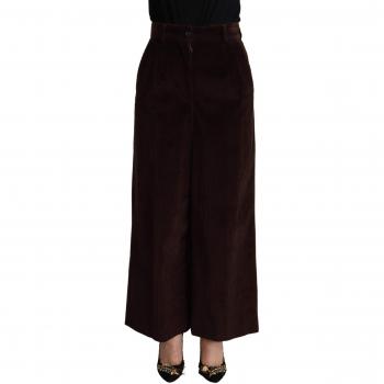 Dolce & Gabbana Black Cotton High Waist Wide Leg Trousers - IT40|S, Female, Size: XS