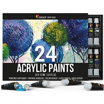 24 Tubos de Pintura Acrílica 12mL Zenacolor Set para lienzos y manualidades