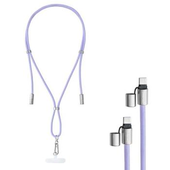 Cable Lanyard USB-C Intenso 1,65m 60W Púrpura - Carga Rápida y Transferencia de Datos
