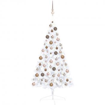 vidaXL Artificial Half Pre-lit Christmas Tree with Ball Set White 120 cm