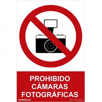 Señal de Prohibición Prohibido Cámaras Fotográficas PVC 0.7mm 30x40cm Normaluz