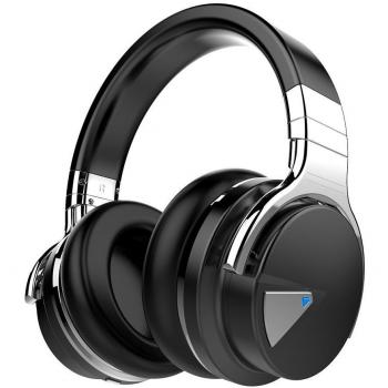 COWIN E7 Auriculares Inalámbricos Bluetooth con Micrófono Hi-Fi Deep Bass Auriculares Inalámbricos Sobre El Oído, Almohadillas de Protección Cómodo, 30 Horas de Tiempo de Juego para Viajes - Negro