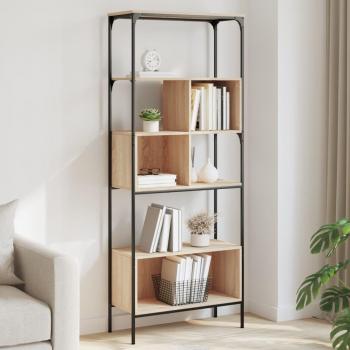 vidaXL 5-Tier Bookcase in Sonoma Oak, 76x33x188.5 cm, Engineered Wood