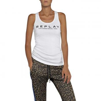 REPLAY W3989a.000.22678p, Camiseta sin Mangas para Mujer, Blanco