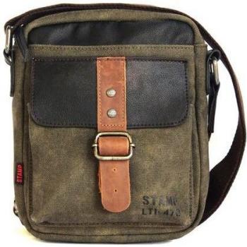 STEPPING STRONG STAMP - Bandolera de hombre en lona color verde kaki