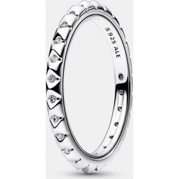 Anillo de Plata de Ley con Pirámides y Circonitas Cúbicas - Talla 60