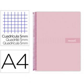 Cuaderno Espiral Liderpapel A4 Micro Crafty Tapa Forrada 120 Hojas 90g Cuadrícula 5mm 5 Bandas Colores Surtidos Rosa 4 Taladros