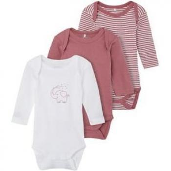 Long-Sleeve Baby Bodysuit 3-Pack in Mesa Rose