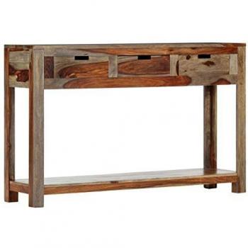vidaXL Sheesham Mesa Entrada Consola Recibidor Madera Mesita Auxiliar 3 Cajones + Estante Pasillo Vestíbulo Comedor Teléfono Llaves Mueble Bufé Salón