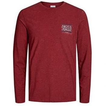 JACK&JONES - Upton tee LS Crew Neck Camiseta DE Manga Larga - S, Rojo