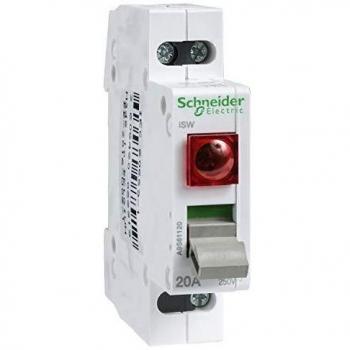 Schneider Electric A9S61120 Acti9 iSW Interruptor con Piloto Luminoso, 1 Polo, 20A, 250V, 70mm x 18mm x 77mm, Gris