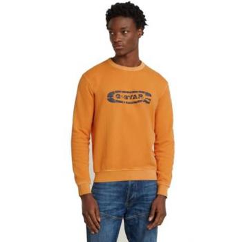 Sudadera Destroyed G Logo Naranja Marmalade para Hombre, Algodón Orgánico, Sostenible, G-Star 2024