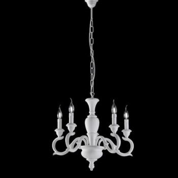 Araña de Madera Blanca Shabby Chic 5 Luces E14 50xH50 cm