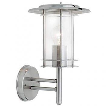 Linterna de pared para exteriores York de Endon - Acero inoxidable pulido y policarbonato transparente, IP44, E27, 1 bombilla, 33.8 cm