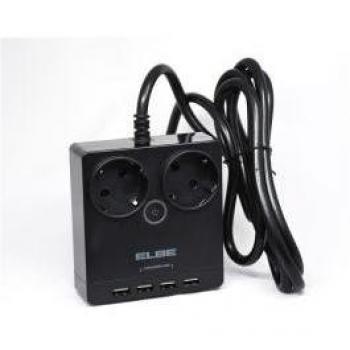 ELBE REGLETA 2 TOMAS+4USB CABLE 1.8M
