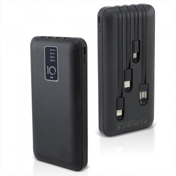 Power Bank 20000mAh Cargador Rápido Portátil con 4 Cables USB