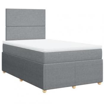 Cama box spring con colchón de muelles en tela gris claro 120x190 cm