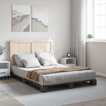 Cama de cabecera gris 140x200 cm madera maciza de pino Vidaxl