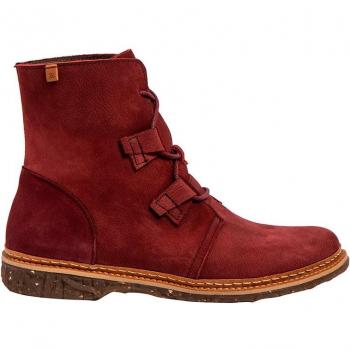 El Naturalista N5470 Pleasant Cereza/Angkor Botines de Piel con Cremallera para Mujer Color Cereza
