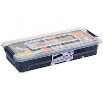 Caja de plástico compartimentada rectangular transparente/gris de 2,5 litros - Samba
