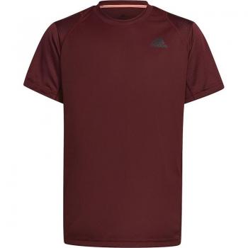 Camiseta de Manga Corta Adidas Club 3 Stripes para Niños - Rojo Oscuro, Talla: 116