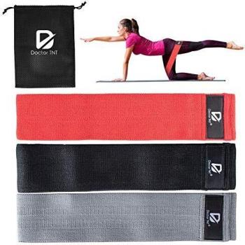 HLN-EUROPE Bandas Elásticas para Fitness, 3 Bandas de Resistencia Antideslizantes de Tejido para Entrenamiento de Piernas, Caderas y Glúteos de Mujer con Bolsa Portátil de Transporte