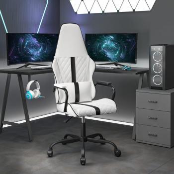 Silla de juego de masaje en cuero sintético blanco y negro