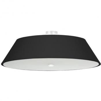 Aplique de Techo Vega 70 Negro E27 Plafón Vidrio Acero Tela Iluminación Interior LED 5 Bombillas 25cm