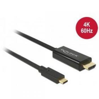 Adaptador DeLOCK 85292 USB C a HDMI de 3 m en color negro
