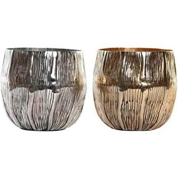 Centro de Mesa Moderno DKD Home Decor Plateado y Dorado de Aluminio (2 Unidades) 20 x 20 x 19 cm