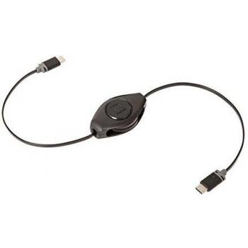 Cable Retráctil USB-C a USB-C 12,5 cm - 105 cm Negro