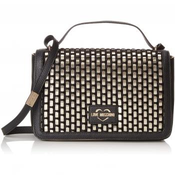 Love Moschino - Borsa Intreccio Pu, Bolso de mano Mujer, Negro