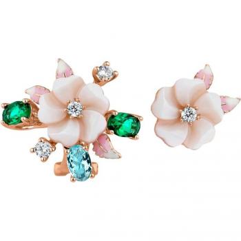 Pendientes asimétricos Earcandy Capri de Plata 925 con baño de oro rosa