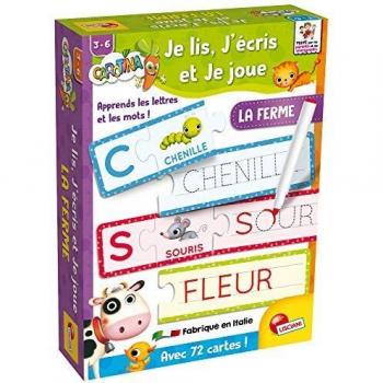 Juego educativo Carotina La Granja - 72 tarjetas borrables para aprender a leer y escribir - Lisciani