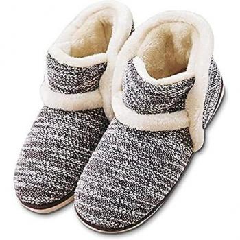 Zapatillas Casa Bota para Unisexo Antideslizante Pantuflas Invierno Pelusa Café 43/44 EU
