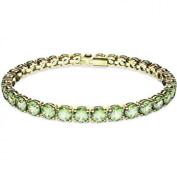 Pulsera Swarovski Matrix Tennis Oro con Piedras Redondas Verde