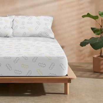 Sábana Bajera Ajustable Batman Multicolor 100% algodón para Cama de 180x200 cm, suave y elástica